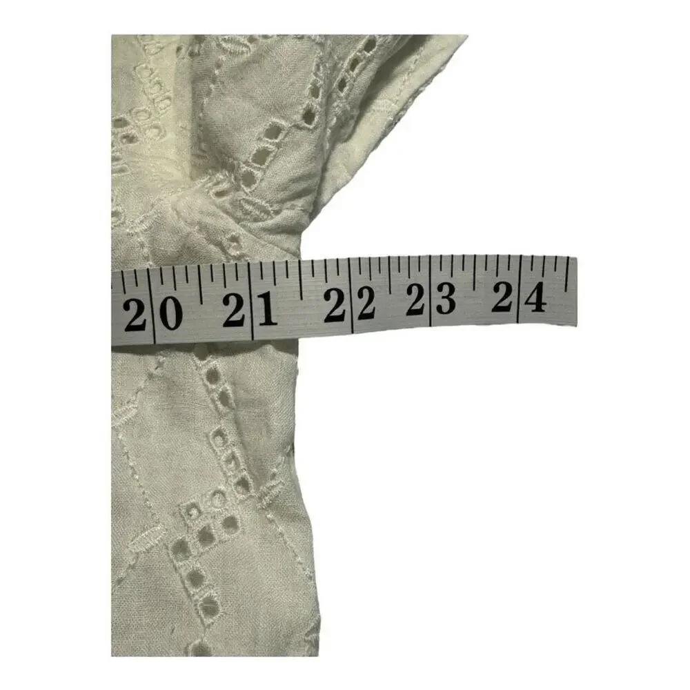 NEW Madewell Women’s Small Soft White Long-Sleeve Popover‎ Top in Eyelet NWT